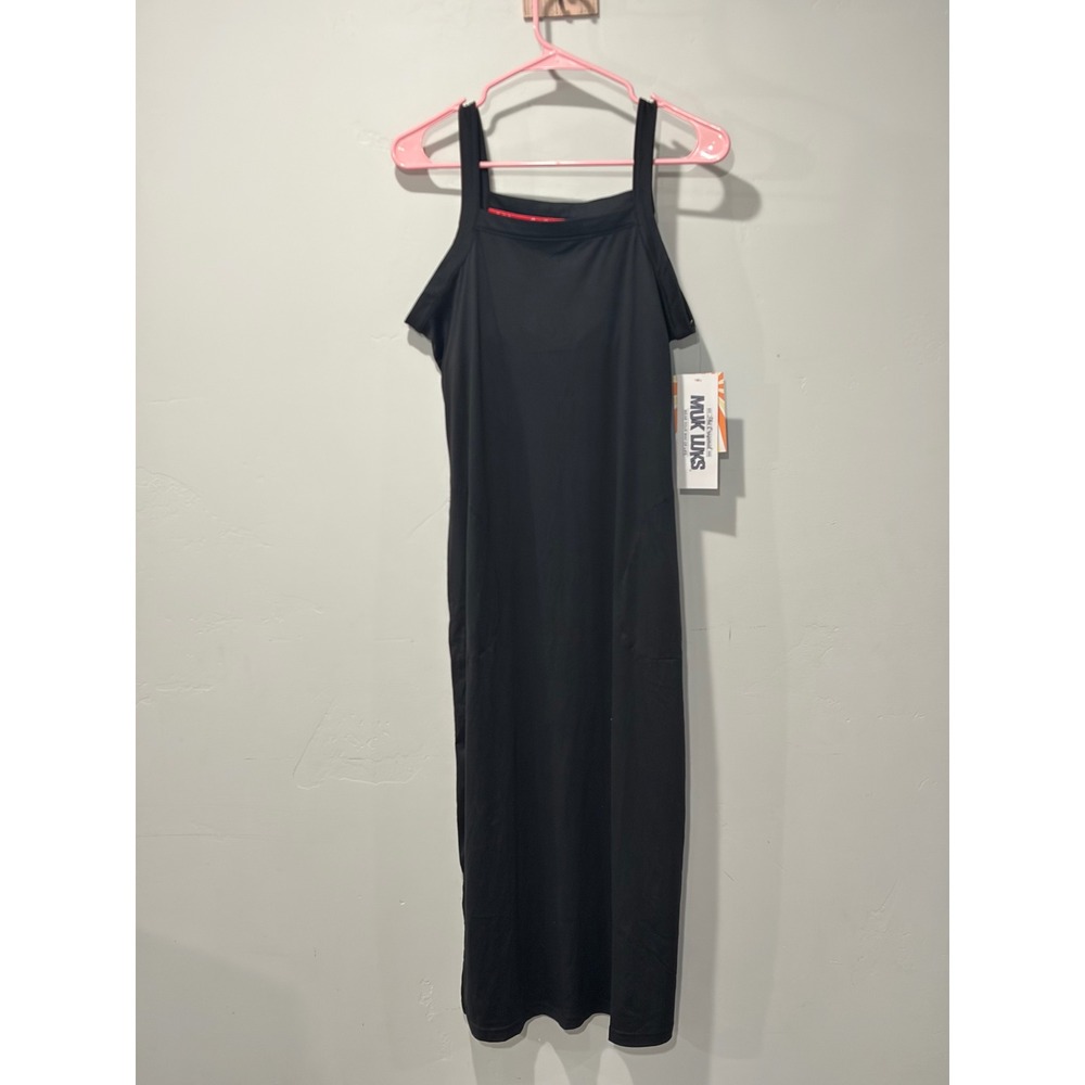 Muk Luks Cloud Knit Black Sleeveless Maxi Dress Square Neck Small NWT